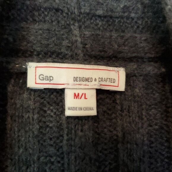 Gap Wool Cozy Open Long Cardigan Sweater Charcoal Grey Womens Sz M L has pilling - Picture 6 of 16
